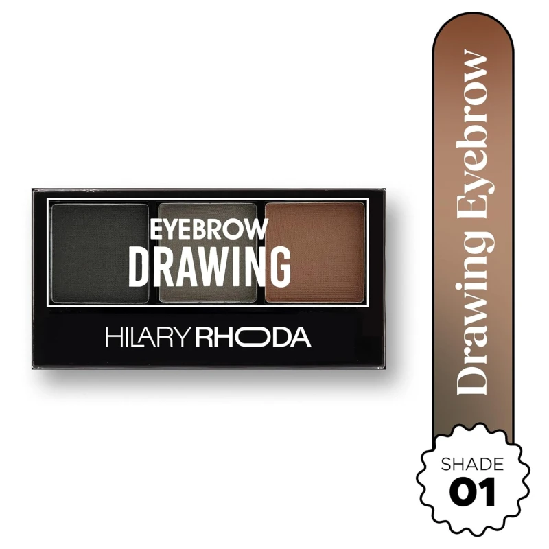 Hilary Rhoda Eyebrow Palette with Spoolie | 3 Natural Blendable Shades | Waterproof & Long-Lasting | Smudge-Proof Brow Powder Kit (Shade 01) – 7.2g - Thumbnail 2